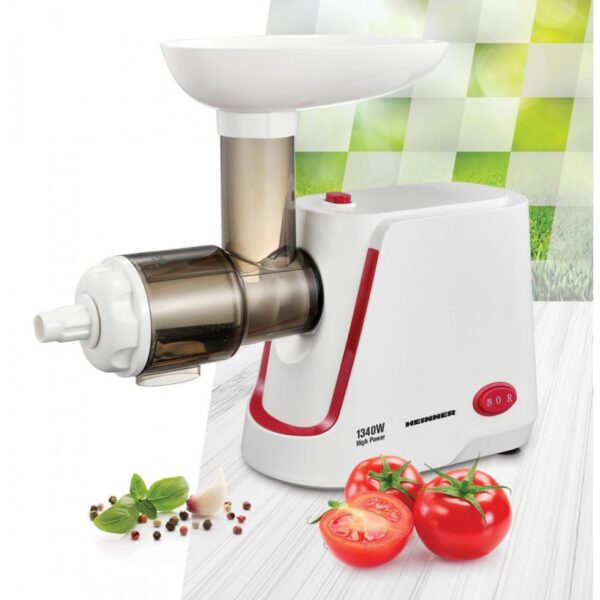 Masina pasat rosii Heinner HMP-1340WH, 1340 W, 48 kg/minut, plastic, Alb