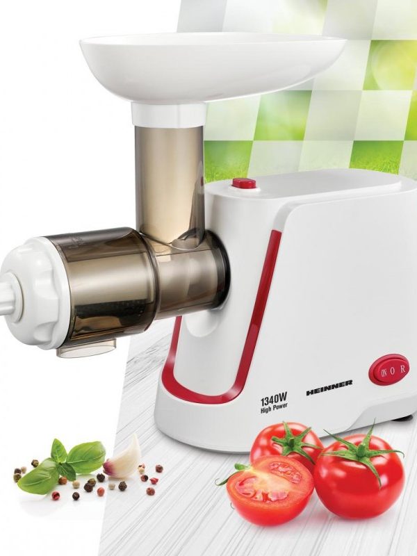 Masina pasat rosii Heinner HMP-1340WH, 1340 W, 48 kg/minut, plastic, Alb