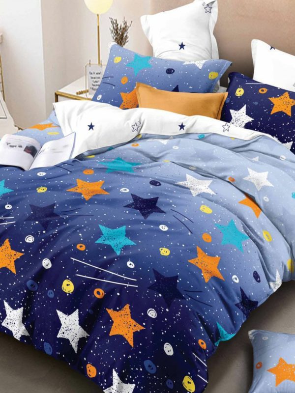 Lenjerie de pat cocolino – FALLING STARS,pentru pat dublu,4 piese!
