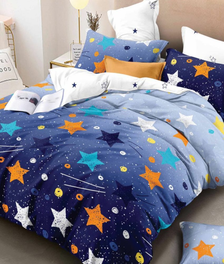 Lenjerie de pat cocolino – FALLING STARS,pentru pat dublu,4 piese!