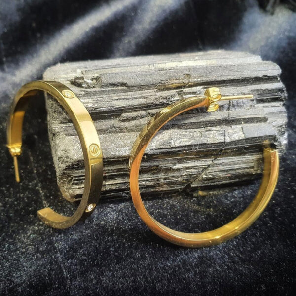 Cercei creole Love, placati cu aur 18k, cristale zirconia