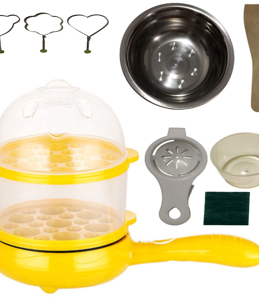 Set tigaie Multifunctionala electrica , diametru 15cm, 2 nivele, Antiaderenta Inox cu strat Ceramic, 13 accesorii pentru Prajit, Gatit la aburi, Fierbere, cu oprire automata, 350W.