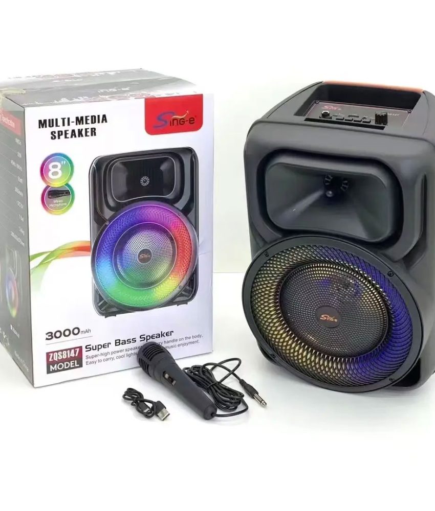 Boxa ZQS 8147, Microfon, Bt 8 Inch Karaoke Speaker Wireless, Baterie Lithium, Putere 100W