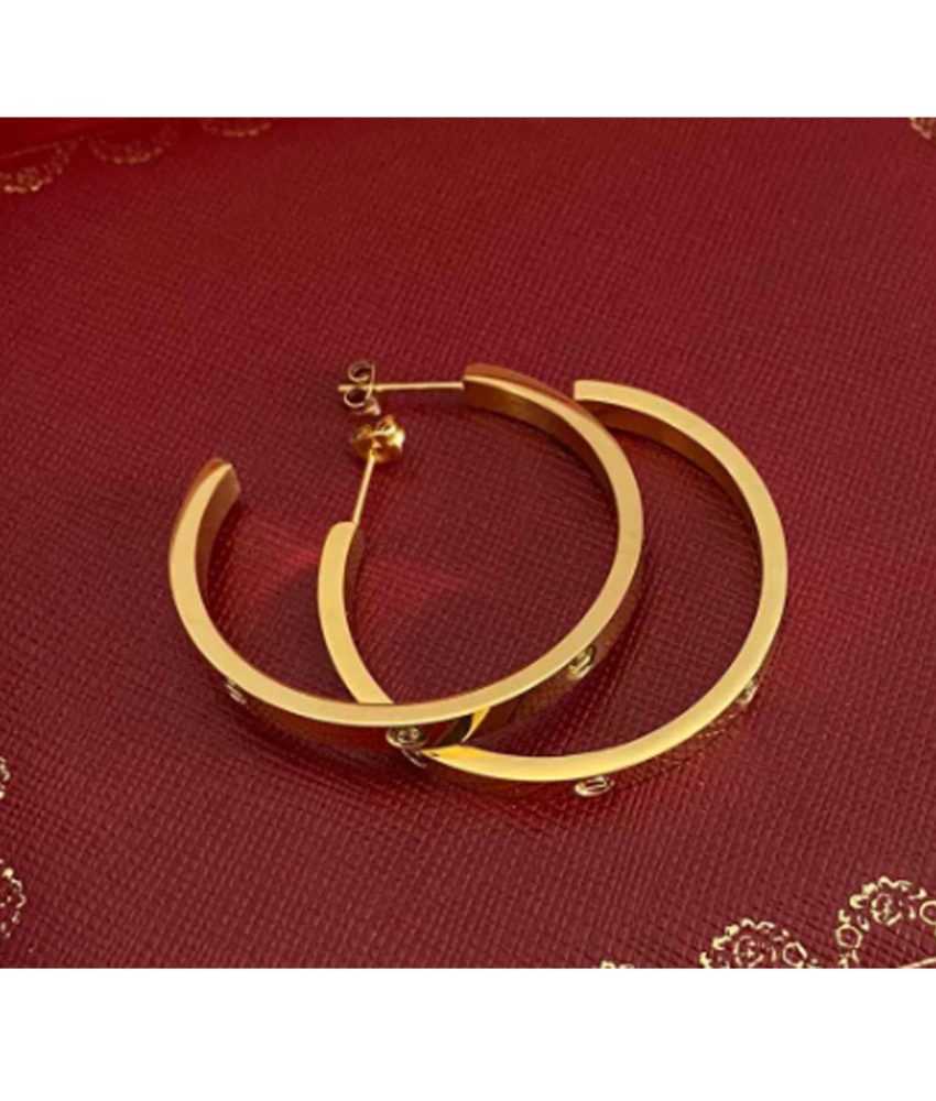 Cercei creole Love, placati cu aur 18k, cristale zirconia