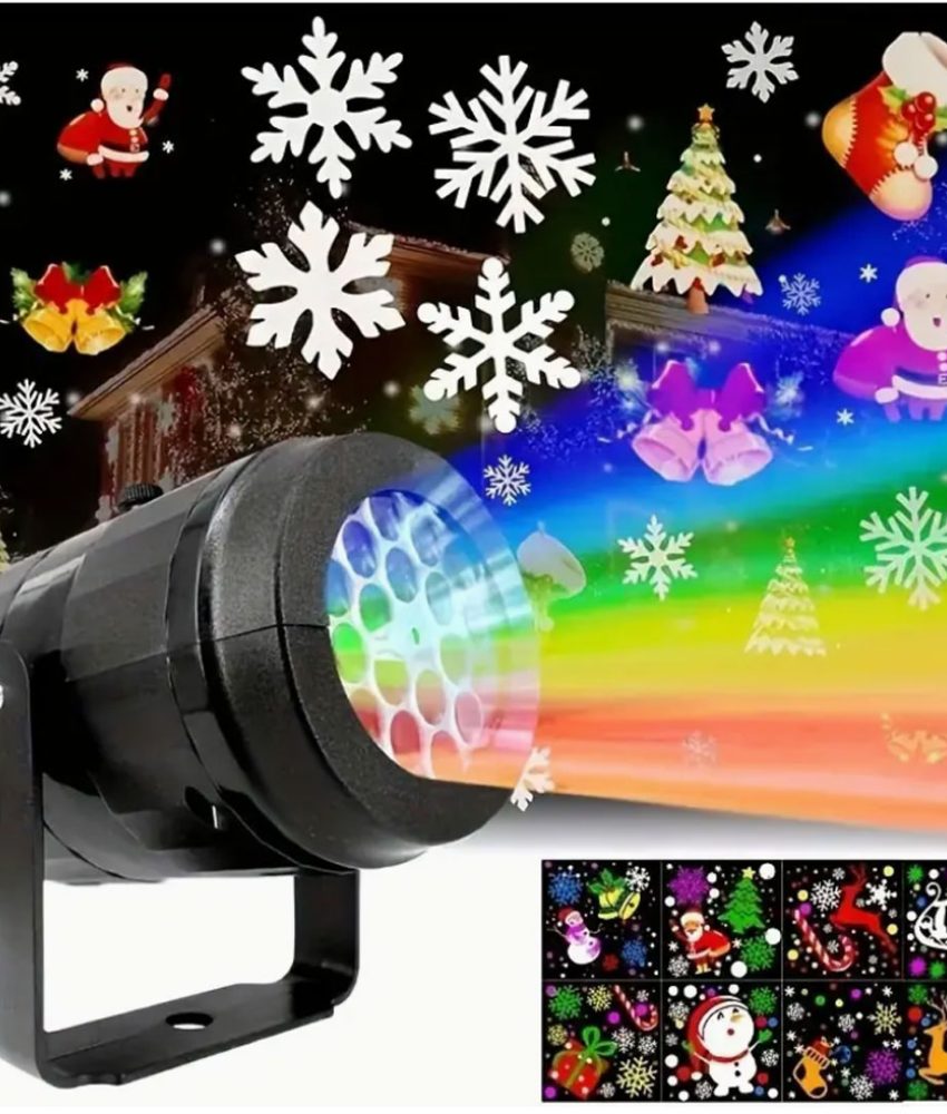 Proiector laser, rotativ, figurine Craciun, joc de lumini + Bec Rotativ, LEDuri disco, Mini Party Light, Soclu E27, 3 W, Adaptor Pentru Priza