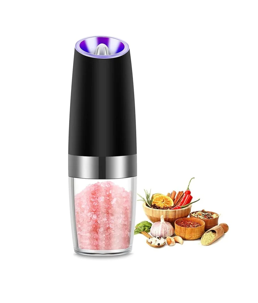 Rasnita electrica cu LED, mecanism ceramica, pentru sare,piper si condimente , negru-argintiu