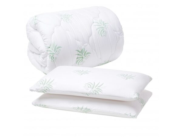 Set pilota iarna cu aloe vera 400g, pentru pat matrimonial, 200x220cm + 2 perne aloe vera 50x70cm