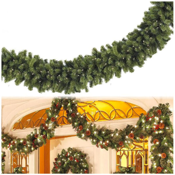 Ghirlanda stufoasa De Craciun 2,7m Din Crengute De Brad Artificial Verde Clasic, Aspect Natural