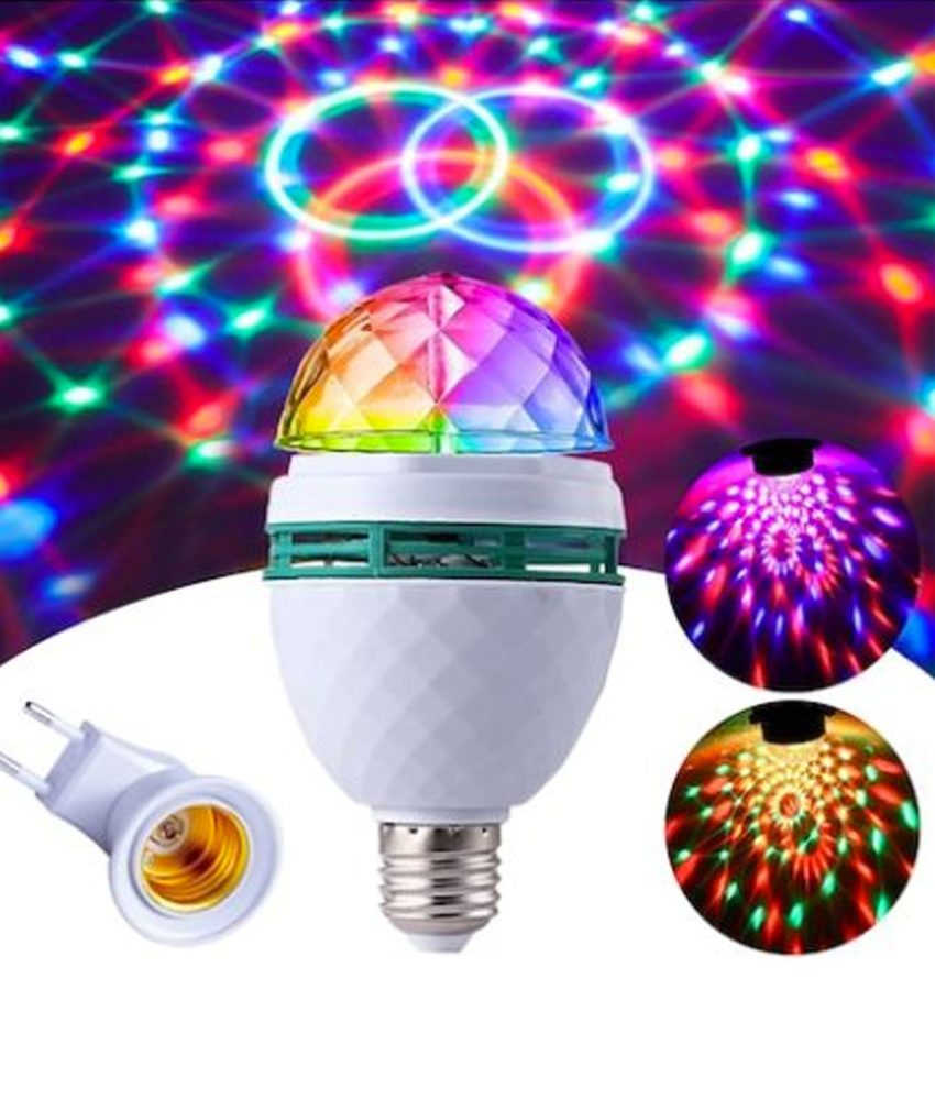 Bec rotativ, LED, Mini Party Light, Soclu E27, 3 W, Adaptor pentru priza