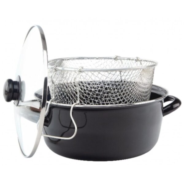 Fripteuza cu Capac Si Sita Grunberg, 3.9 l, 24 cm