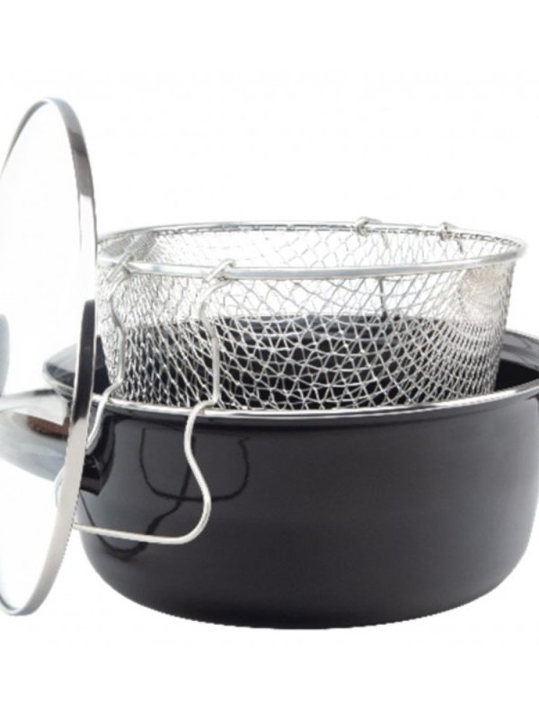 Fripteuza cu Capac Si Sita Grunberg, 3.9 l, 24 cm