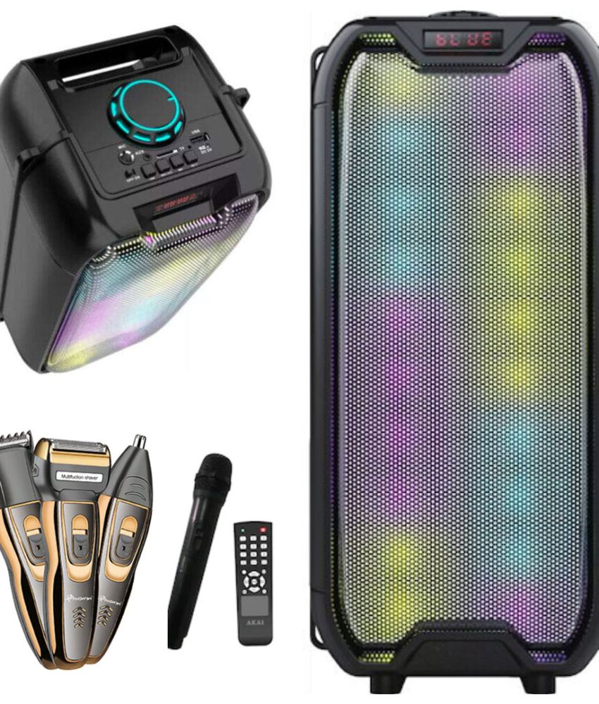 Boxa portabila reincarcabila, 160 W PMPO, 3000 mAh, microfon, LED disco - ZQS4235 + Aparat de tuns ProGemei 3 in 1
