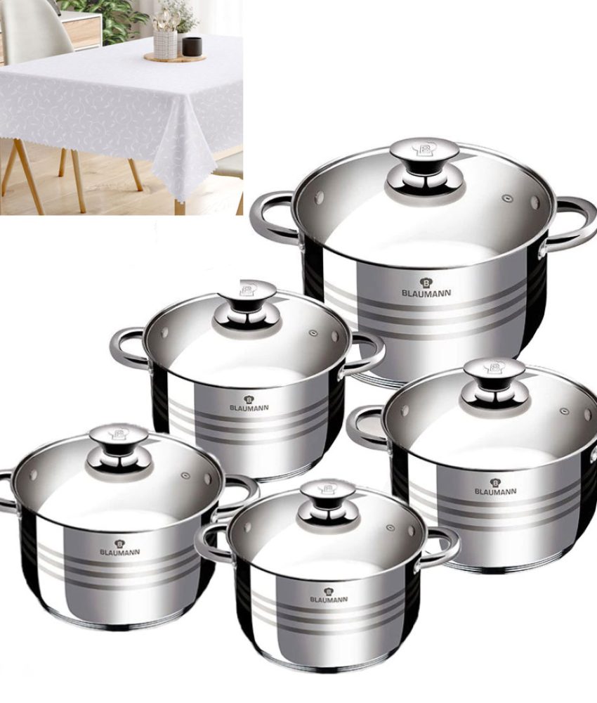 Set Oale Din Inox 10 Piese BL-1424-10 Blaumann For Your Home, Flexi Line + Fata de masa alba 150x220cm