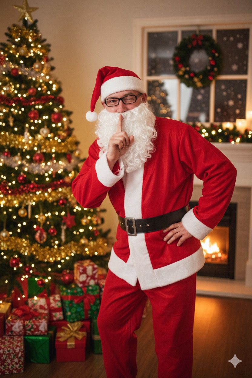 Costum Mos Craciun, Material Catifelat Rosu Cu Blanita alba, 5 Piese