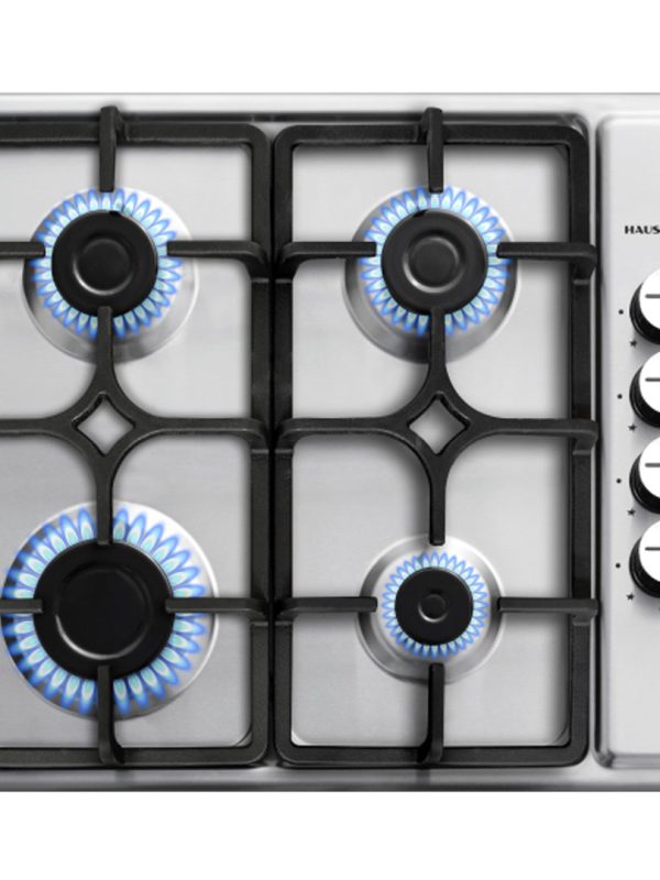 Plita incorporabila Hausberg HB-556IN, Gaz, 4 arzatoare, Sistem siguranta GAZ, Gratar din fonta, Inox