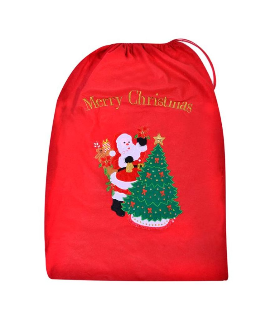 Sac pentru cadouri de Craciun, Merry Christmas, rosu, 55 x 77 cm