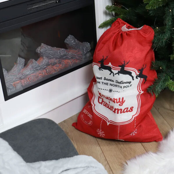 Sac pentru cadouri de Craciun, Merry Christmas, rosu, 55 x 77 cm