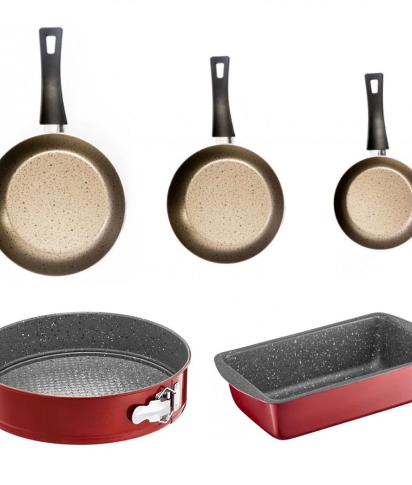 Set 3 Tigai Deluxe din Aluminiu teflonat Rosetta, 18, 22, 26cm + Tava de copt cu baza detasabila 26cm + Tava cozonac