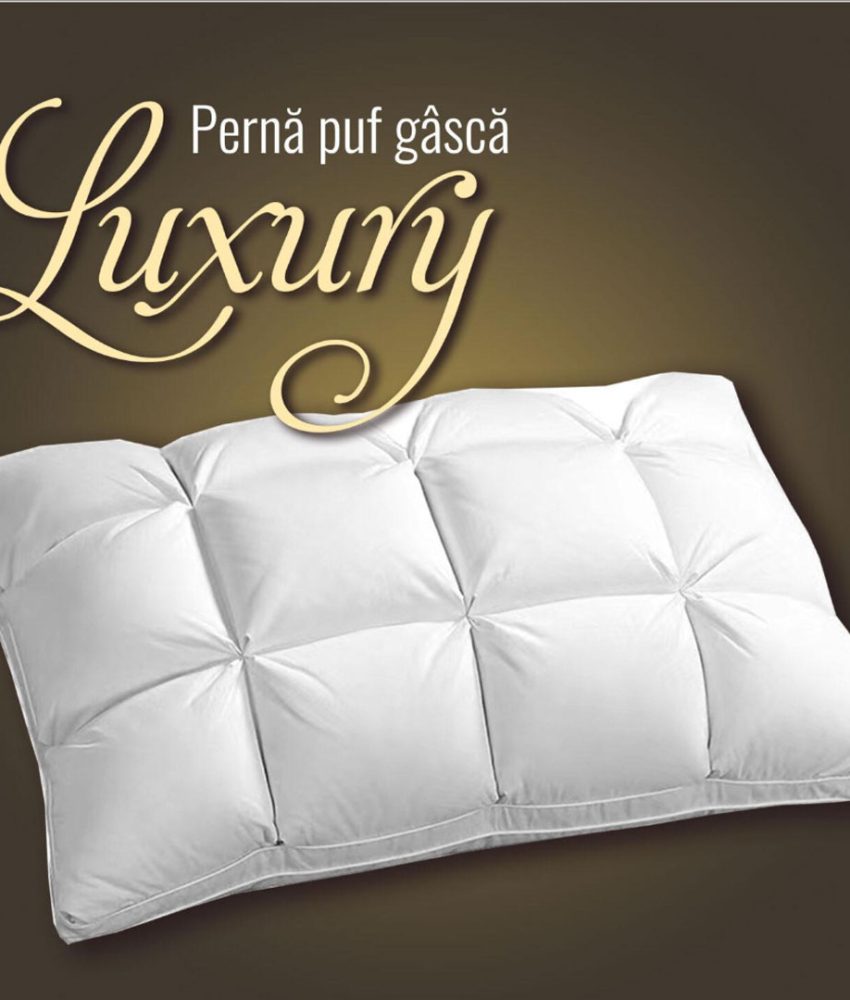 Perna puf de gasca Luxury, 100% puf, tesatura husa bumbac, casetata, dimeniune 50x70cm