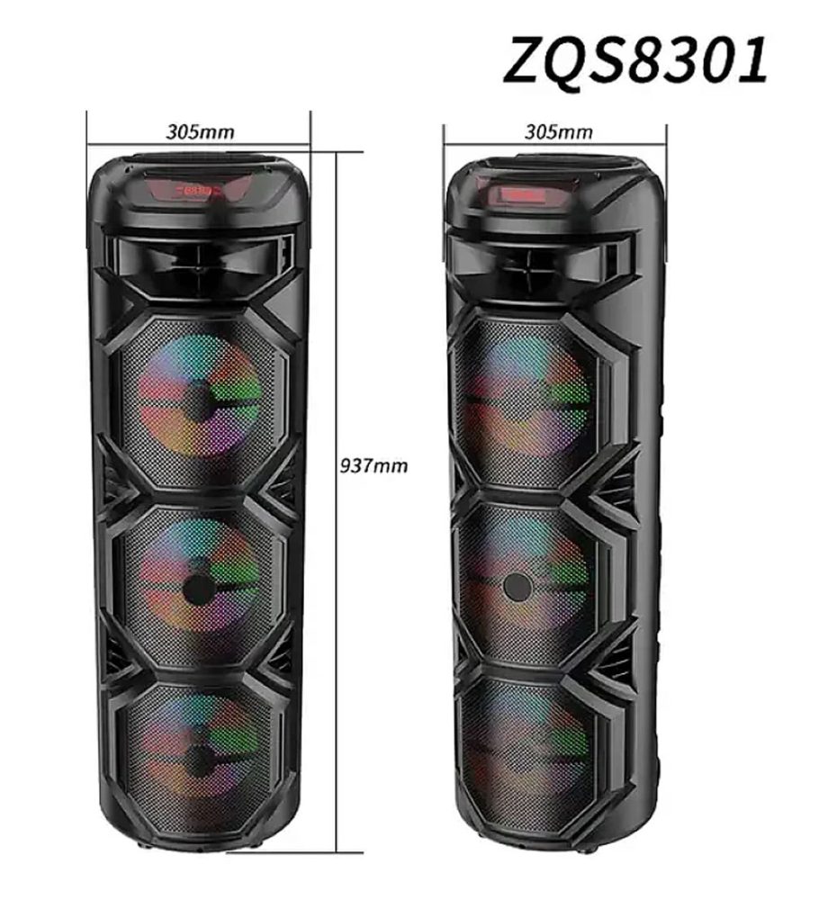 Boxă portabilă Bluetooth cu 3 Difuzoare de 8" ZQS8301 Telecomanda si Microfon, 93,7 cm x35cm +CADOU Față de masă 150 X 180 cm Crăciun