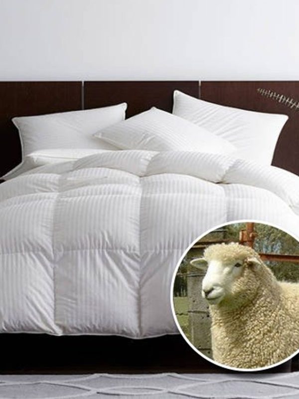 Pilota matlasata lana cu fata bumbac Damasc, 100% natural, 180x210 cm, 200g, alb