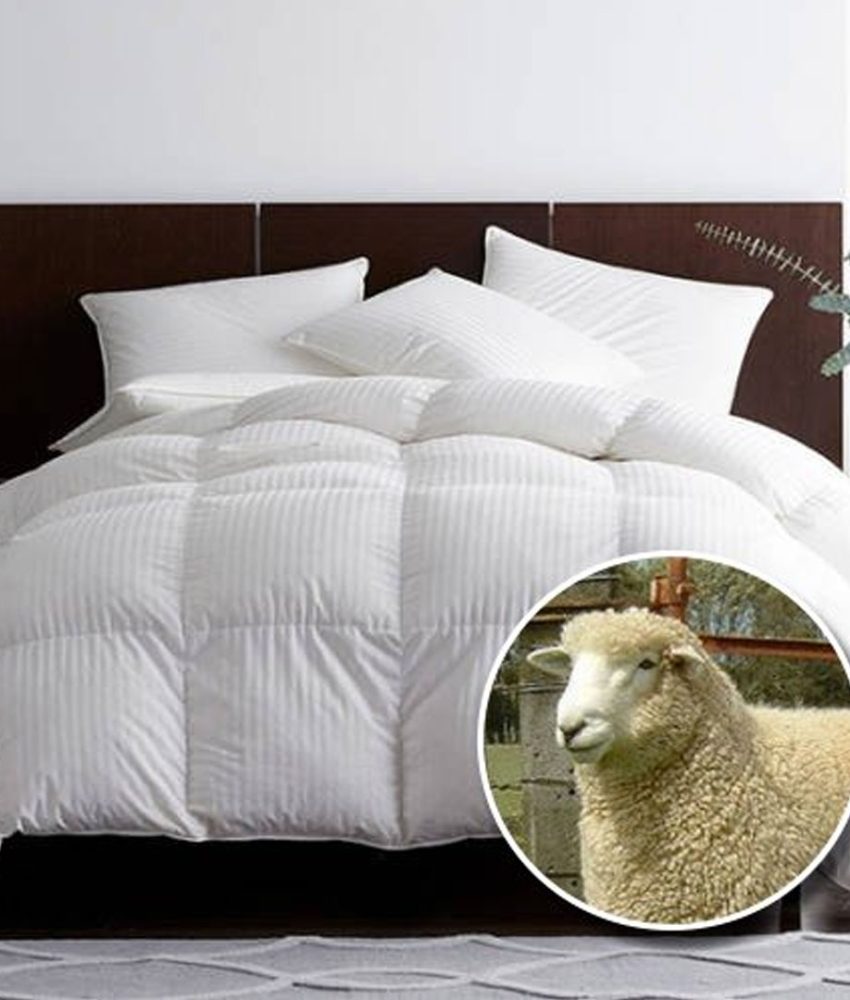 Pilota matlasata lana cu fata bumbac Damasc, 100% natural, 180x210 cm, 200g, alb