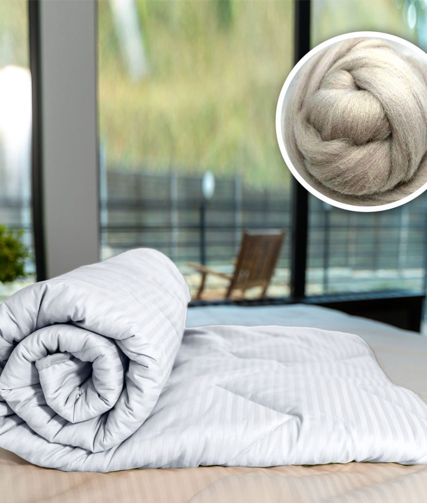 Pilota Iarna Din Lana, Cu Fata Bumbac Damasc, 100% Natural, 200 X 220cm, Model Patrat Sau Zigzag, alb sau color