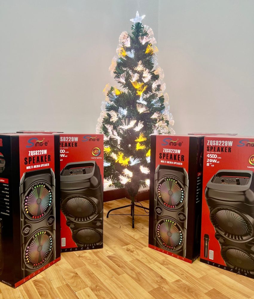 Boxă portabilă KARAOKE Bluetooth Sing-e ZQS-8229W, Microfon wireless, efecte LED, USB/BT/FM/AUX + CADOU Față de masă 150X180 cm Crăciun