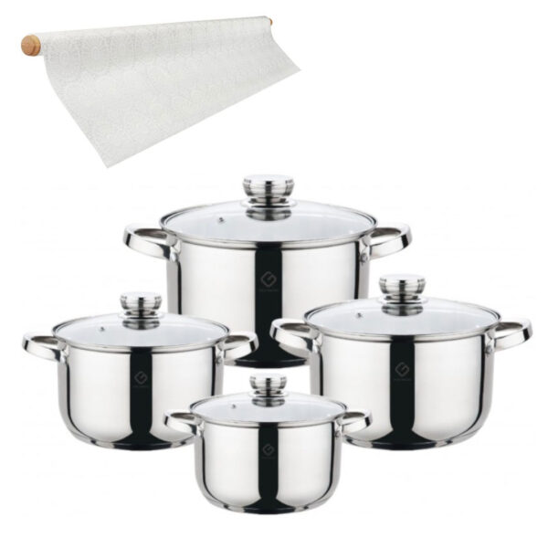 Set oale inox cu capace sticlă 8 piese GR1066 Grunberg + cadou Musama masa 132x178cm