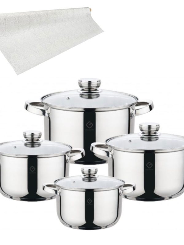 Set oale inox cu capace sticlă 8 piese GR1066 Grunberg + cadou Musama masa 132x178cm