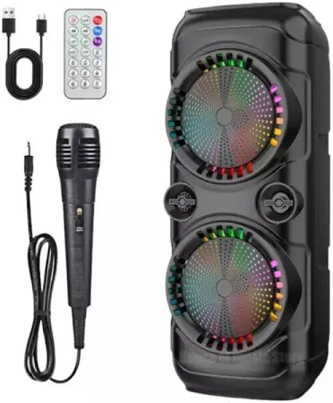 Boxă Karaoke Party X, Înălțime≈64 cm – Model 2025  + CADOU Bec rotativ multicolor, cu efect disco, LED, 3W