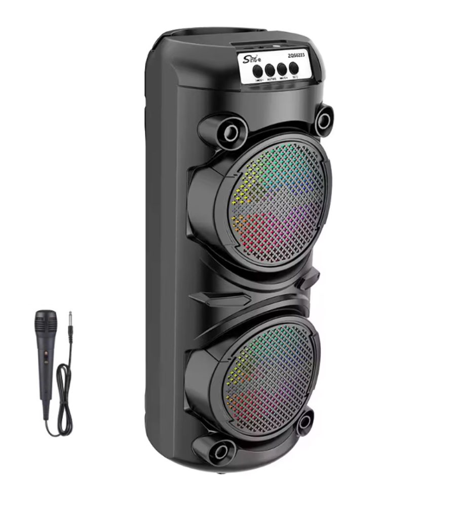 Boxă portabilă ZQS6223, 50 cm înălțime, Bluetooth, Karaoke led player, Microfon, 1800mAh, 300W PMPO