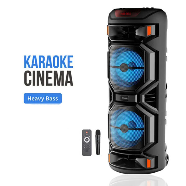 Boxa portabila ZQS8221, 2 difuzoare x 8inch, 87 cm, 400w PMPO, Microfon wireless, Bass puternic, leduri, telecomanda