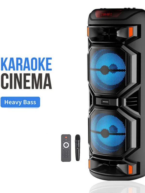 Boxa portabila ZQS8221, 2 difuzoare x 8inch, 87 cm, 400w PMPO, Microfon wireless, Bass puternic, leduri, telecomanda