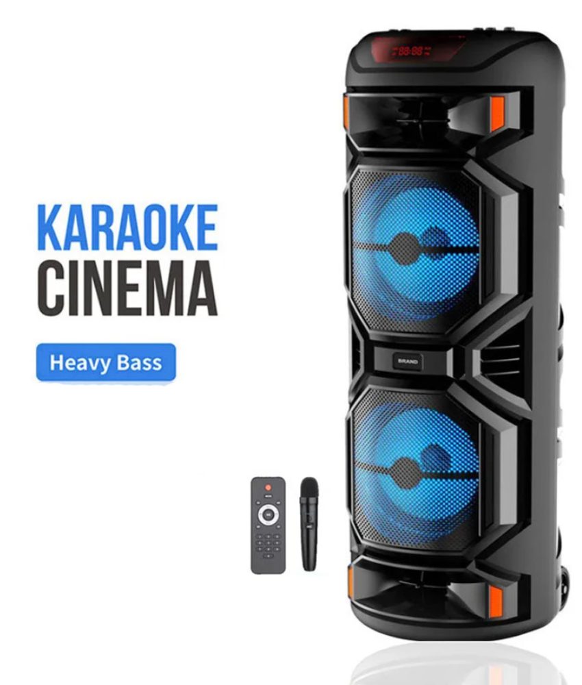 Boxa portabila ZQS8221, 2 difuzoare x 8inch, 87 cm, 400w PMPO, Microfon wireless, Bass puternic, leduri, telecomanda