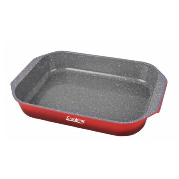 Tava inalta cuptor Heinner 39.5x26cm, Red Line, interior dublu ceramic, aspect marmorat