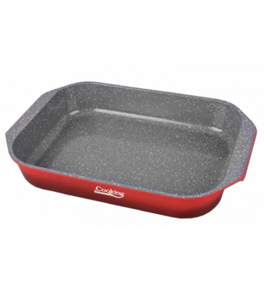 Tava inalta cuptor Heinner 39.5x26cm, Red Line, interior dublu ceramic, aspect marmorat