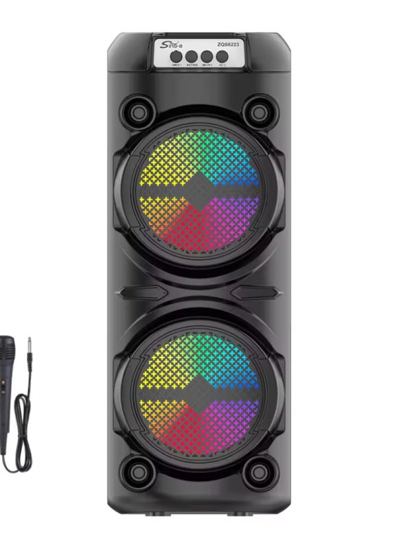 Boxă portabilă ZQS6223, 50 cm înălțime, Bluetooth, Karaoke led player, Microfon, 1800mAh, 300W PMPO