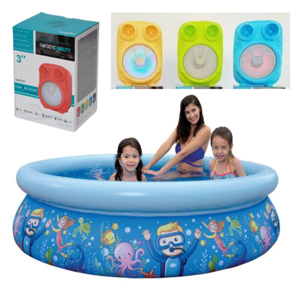 Piscina pentru Copii Lumea Marina cu Scafandri 2.05x0.47m, Bestway + Boxa portabila gts 1817, 10w bluetooth usb
