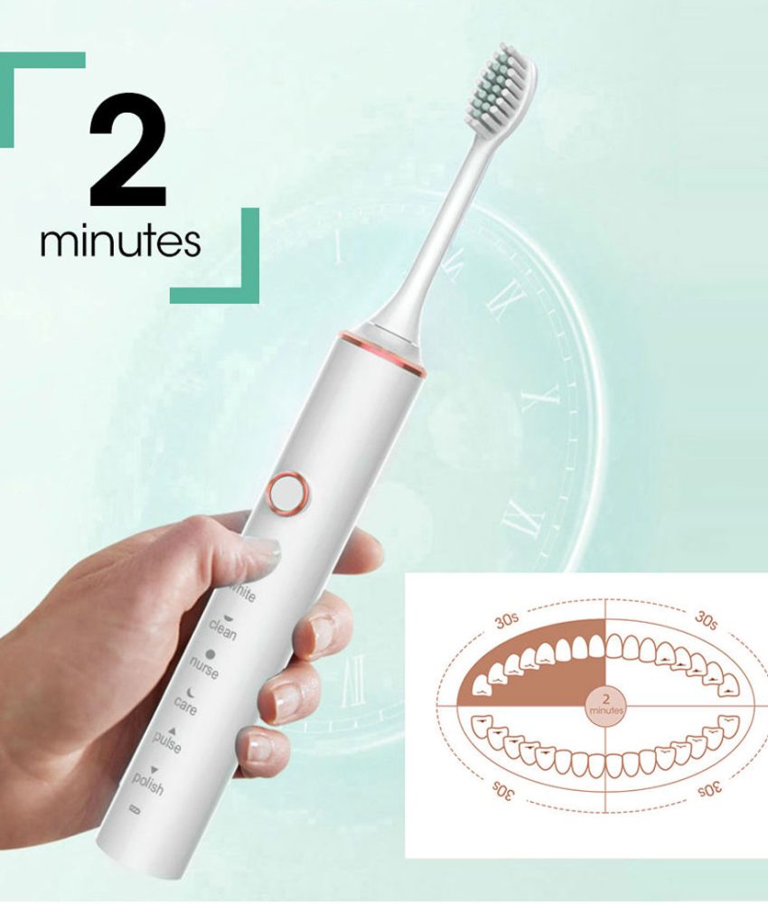 1+1 Cadou! Periuta Dinti Electrica Sonica, 40,000 Pulsatii/min, 5 Programe, Auto Timer 2 min, 700mAh, USB-C, IP67, 3 Capete