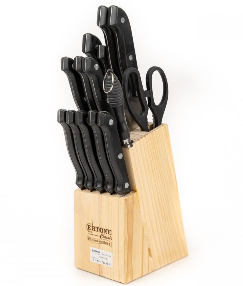 Set Cutite de Bucatarie Ertone MN-1122,Lama din Otel Inoxidabil, 15 Piese, Suport Lemn