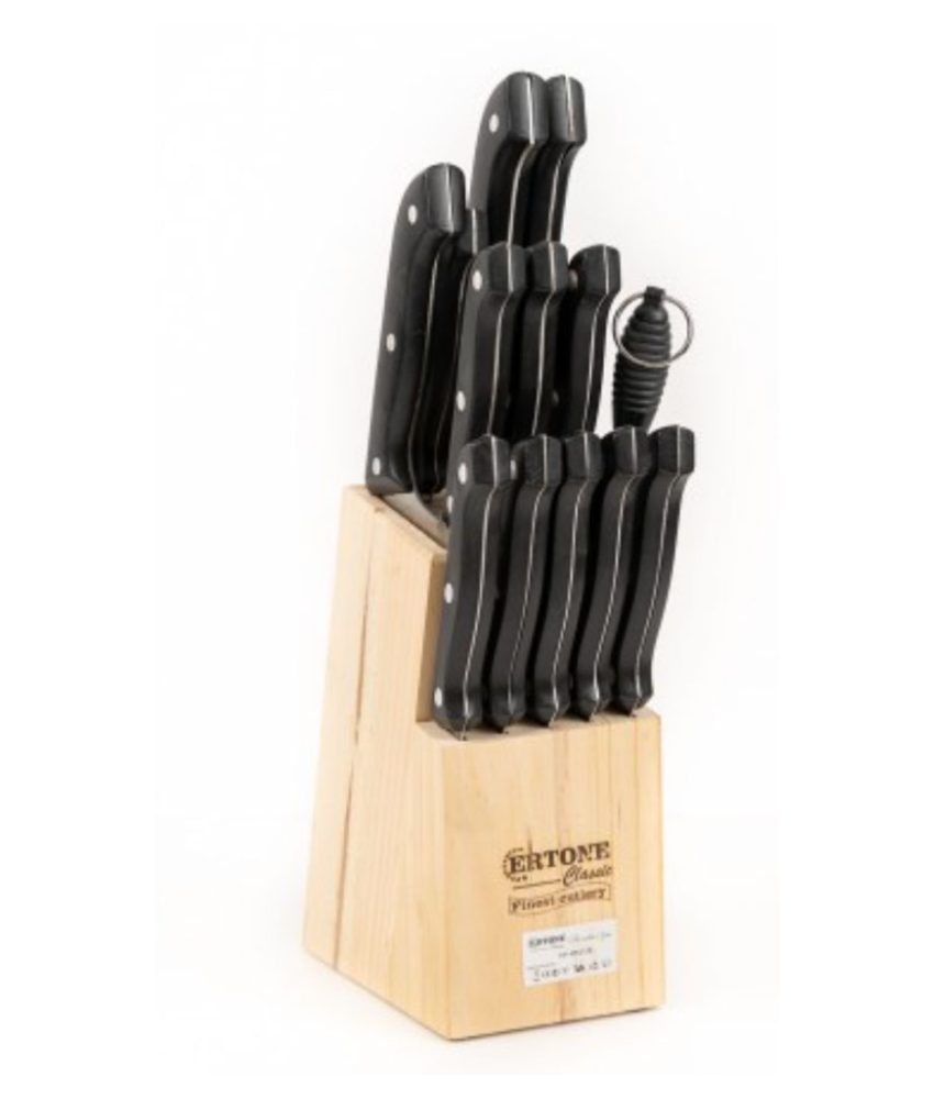 Set Cutite de Bucatarie Ertone MN-1122,Lama din Otel Inoxidabil, 15 Piese, Suport Lemn