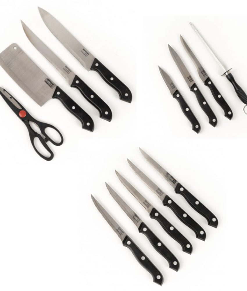 Set pentru gatit Vanora Home Petra, emailat, 10 piese + Set Cutite De Bucatarie Ertone, 15 Piese, Suport Lemn