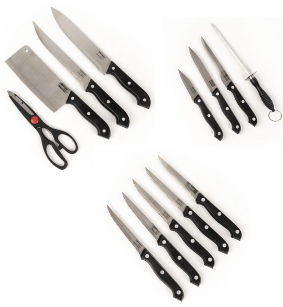 Set pentru gatit Vanora Home Petra, emailat, 10 piese + Set Cutite De Bucatarie Ertone, 15 Piese, Suport Lemn