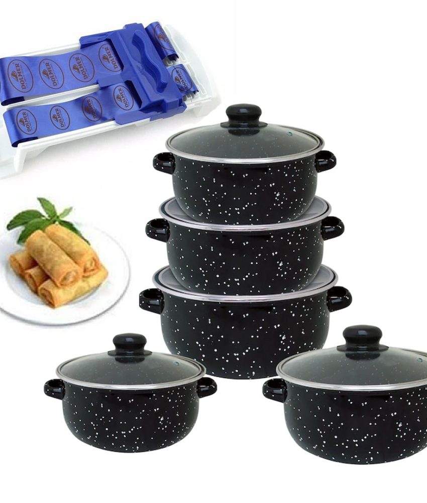 Set Pentru Gatit Vanora Home Petra, Emailat, 10 Piese + Aparat pentru Impachetat Sarmale Dublu Dolmer