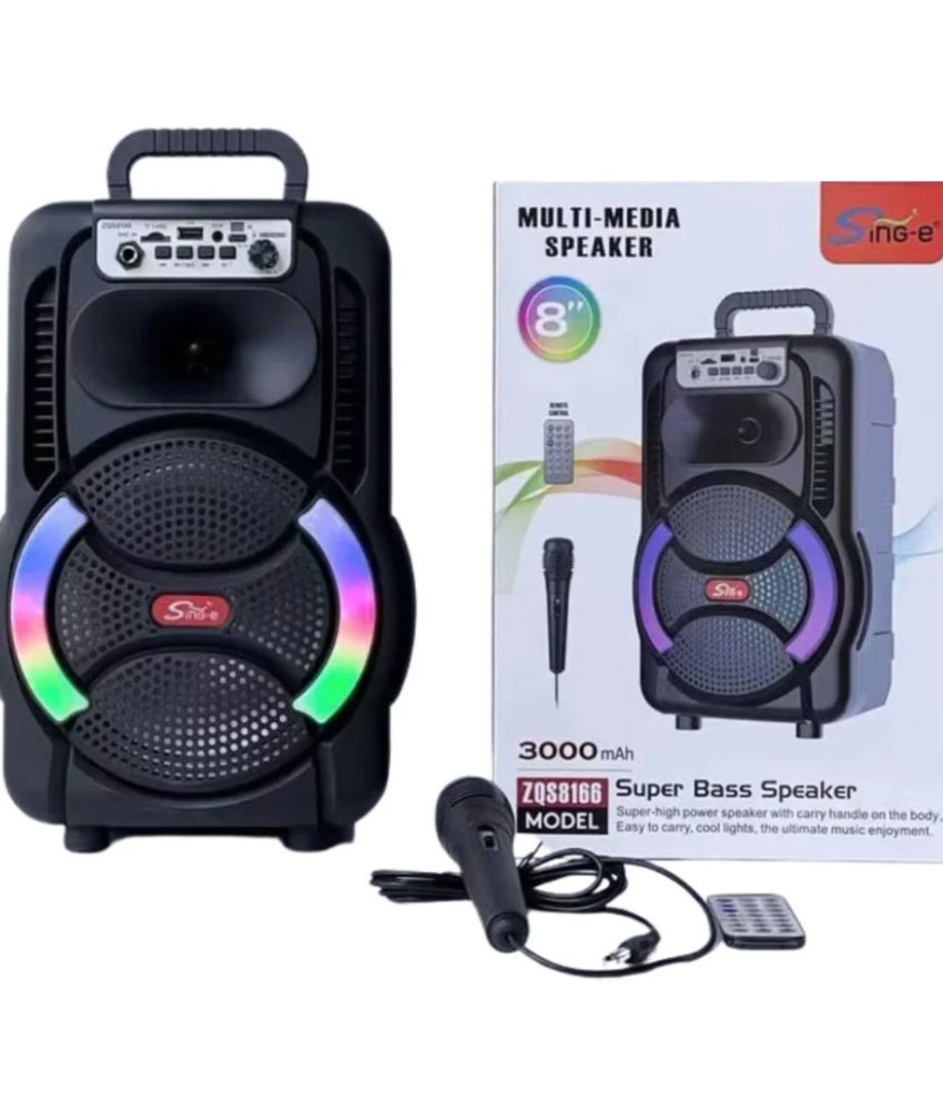 Boxa portabila cu microfon ZQS8166, 200W PMPO, BT/FM/USB, 3000mAh, Microfon, telecomanda