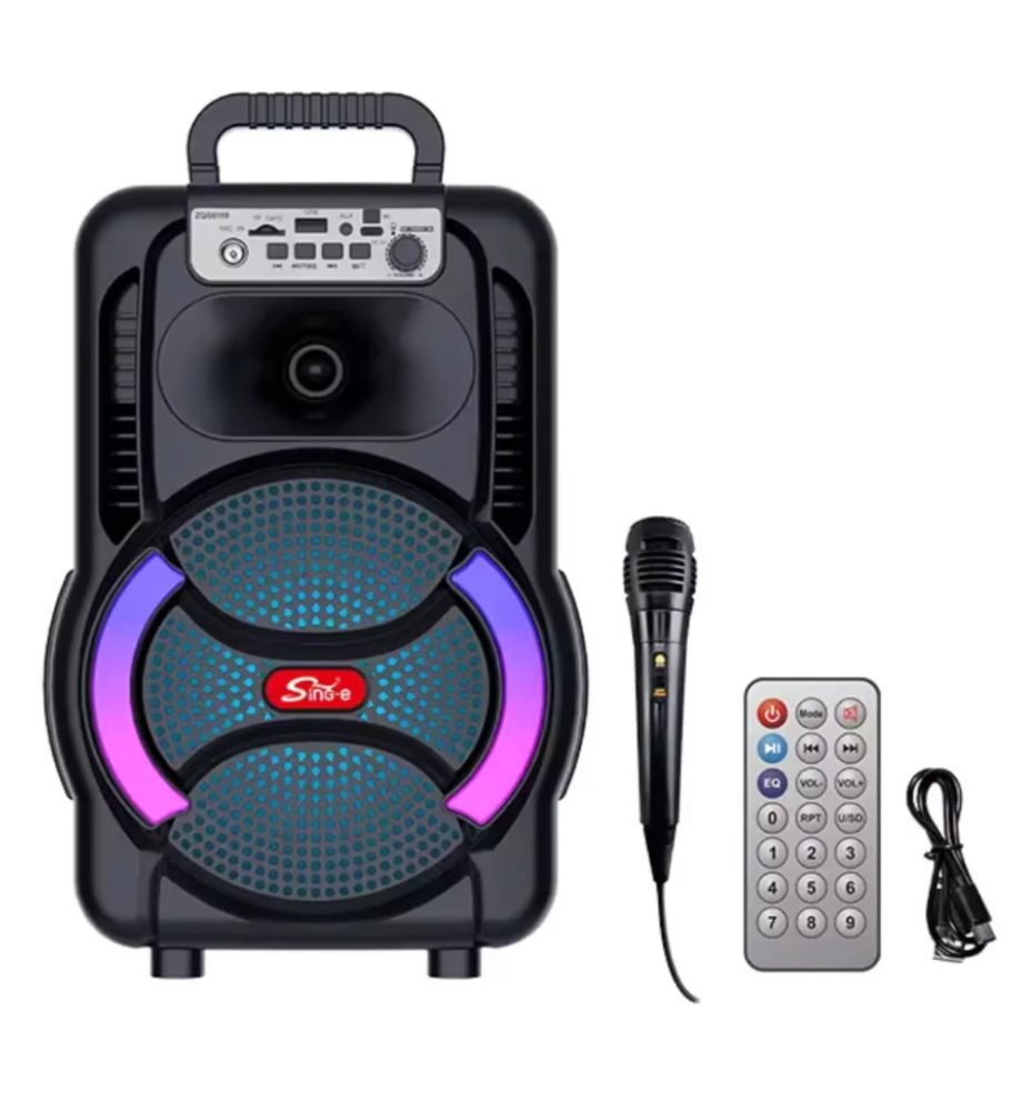 Boxa portabila cu microfon ZQS8166, 200W PMPO, BT/FM/USB, 3000mAh, Microfon, telecomanda