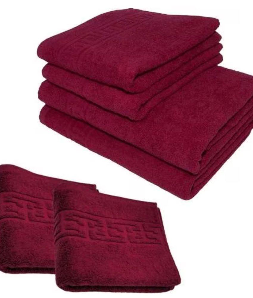 Set 4 Prosoape Luxury 100% Bumbac Soft, Model Greek Antique, 500g/mp, fir dublu, 2x70×130cm, 2x50x90 Burgundy