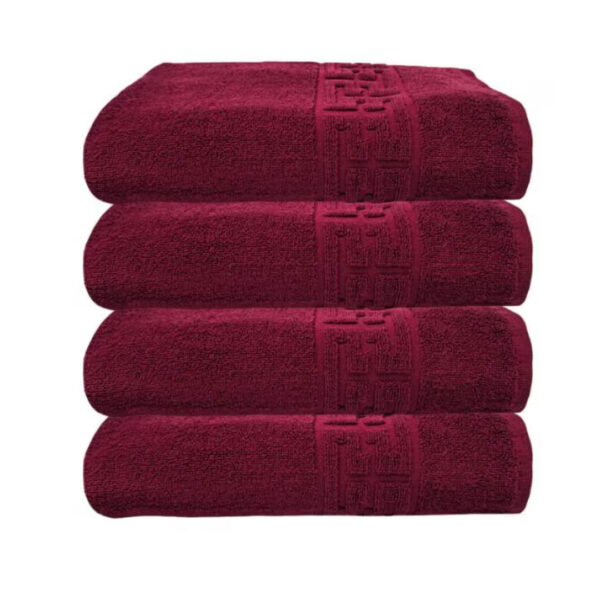 Set 4 Prosoape Luxury 100% Bumbac Soft, Model Greek Antique, 500g/mp, fir dublu, 2x70×130cm, 2x50x90 Burgundy