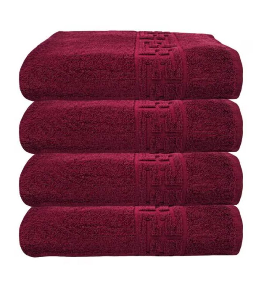 Set 4 Prosoape Luxury 100% Bumbac Soft, Model Greek Antique, 500g/mp, fir dublu, 2x70×130cm, 2x50x90 Burgundy